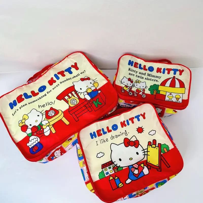 3 pezzi di borse pieghevoli per riporre oggetti con cartoni animati di Hello Kitty, borse da viaggio per vestiti e scarpe, borse multifunzionali, regalo per ragazza