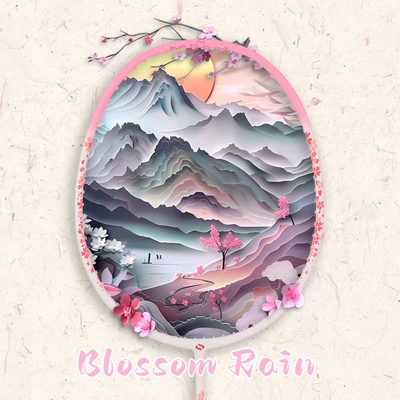 Racchetta da Badminton in Fibra di Carbonio Composita per Donne Blossom Rain, Ultra-Leggera 26lbs Pre-Incordata, Colori Pastello Macaron, Borsa Inclusa
