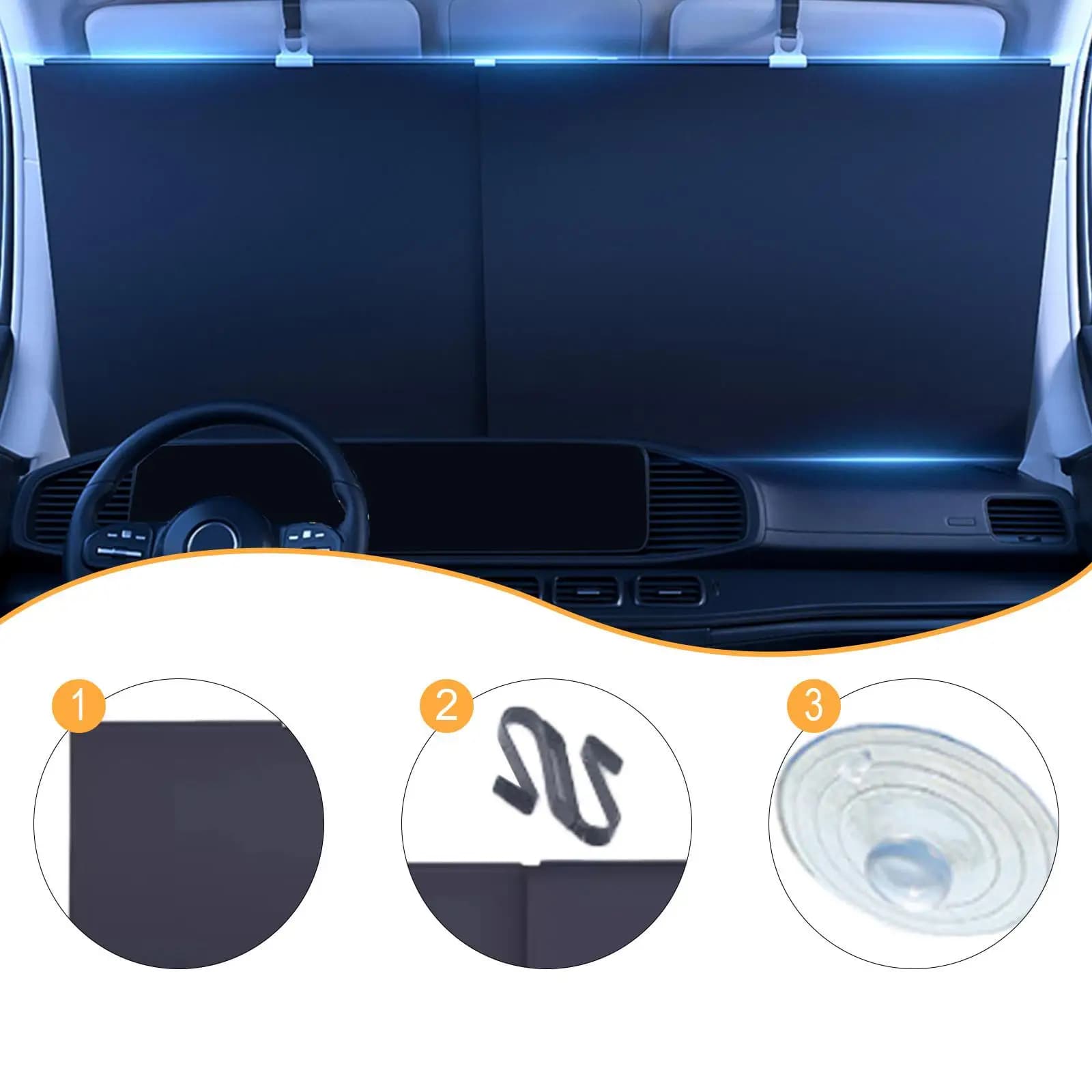 Parabrezza parasole pieghevole universale con ventose efficienza parasole per finestrino anteriore per SUV Compacts Hatchbacks