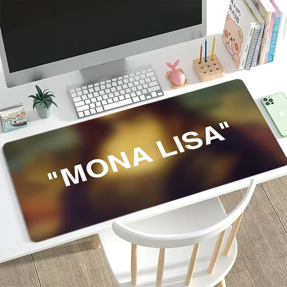 M-Mona Lisa M-Meme Mouse Pad Desk Mat Large Non-slip Anti-fray Keyboard Ergonomic Office Rubber PC Home Custom