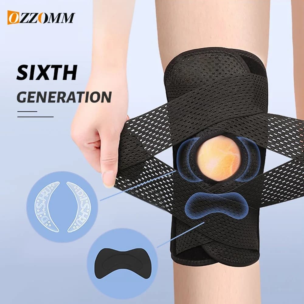1PC Ginocchiera a compressione professionale Supporto per ginocchio regolabile con cuscinetto per menisco e cuscinetto in gel per patella per dolore al ginocchio da strappo per uomini e donne
