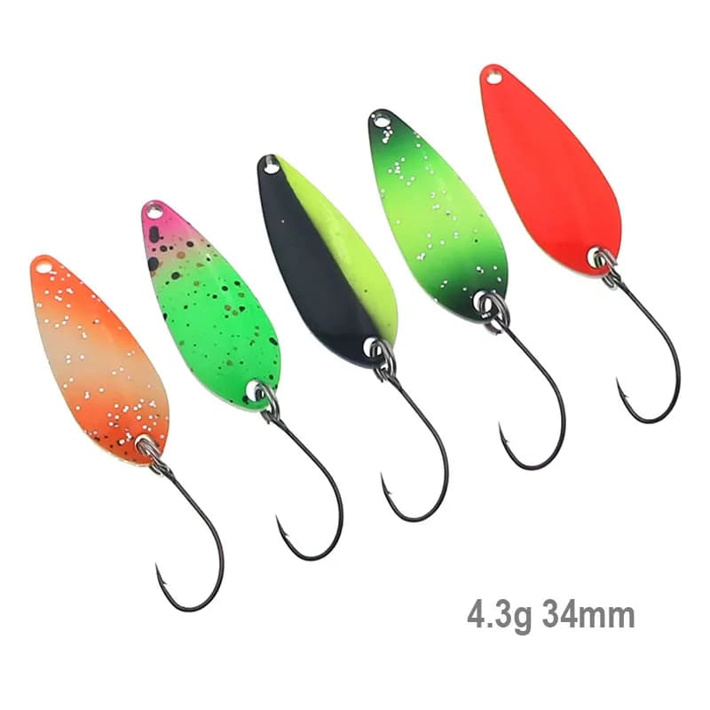 Cucchiaio da pesca 4.3g 34mm UV colorato cucchiaio per trota esca rame metallo esca da pesca flusso trota paffuta pesce persico salmone