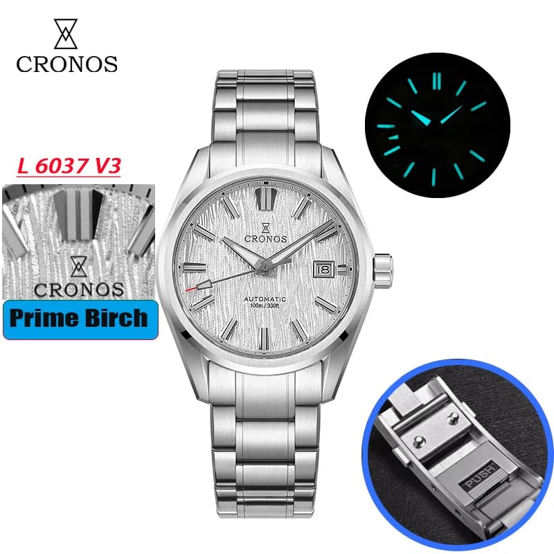 Cronos Nuovo 39mm Texture Luxury Men Business Dress Orologi PT5000/SW200 Meccanico automatico Impermeabile 100m L6037M V3