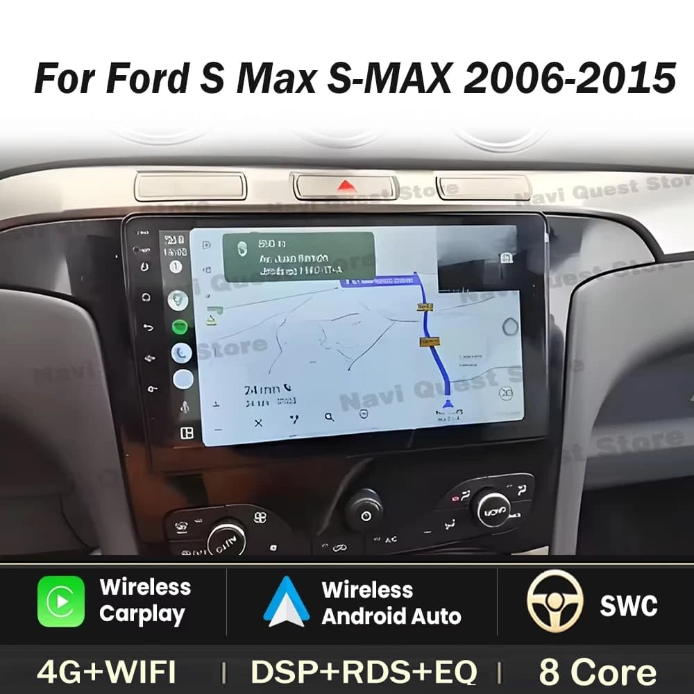 Autoradio Android per Ford S Max S-MAX 2006-2015 per Ford Galaxy 2014 Carplay Lettore multimediale video Navigazione GPS Senza DVD 2din