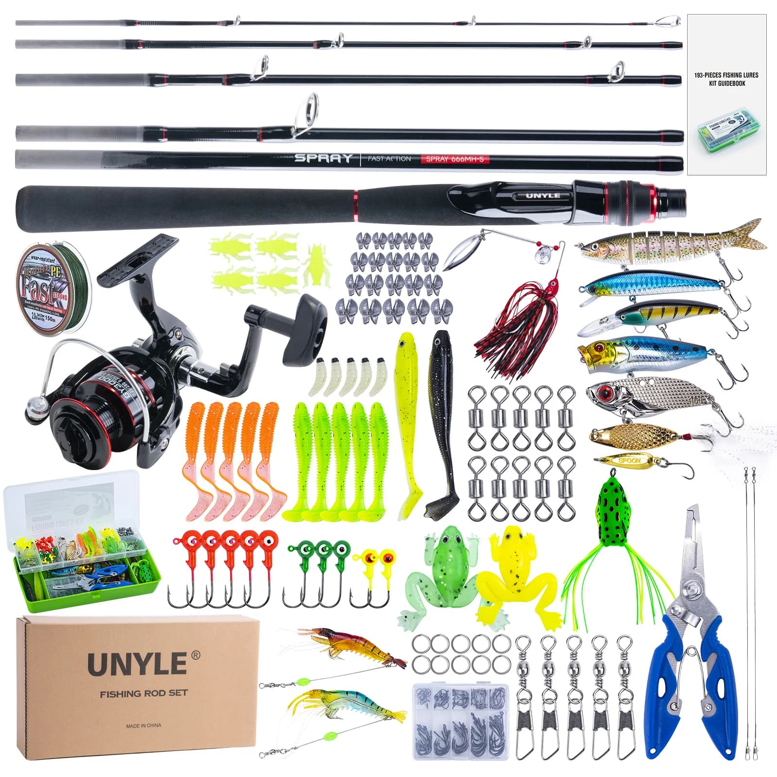 Set da Pesca Goture con Canna in Carbonio a 6 Sezioni, Mulinello da Spinning e Kit Completo di Accessori