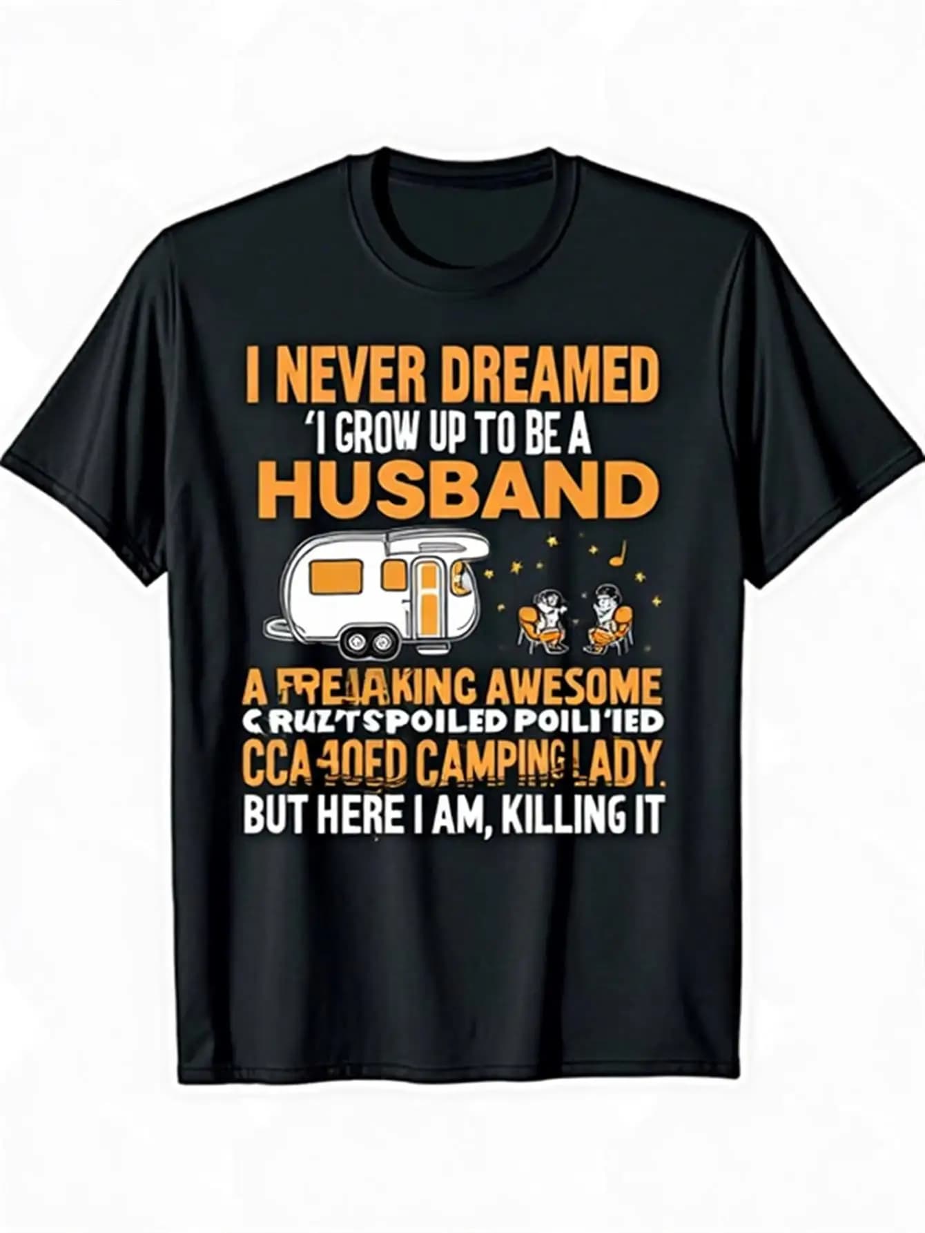 Men's t-shirt for outdoor adventures with a fun design Camper Van and bold text, casual short sleeve t-shirt for camping enthusiasts, pure cotton man's gift, holiday gift, tight jacket, light and breathable shirt