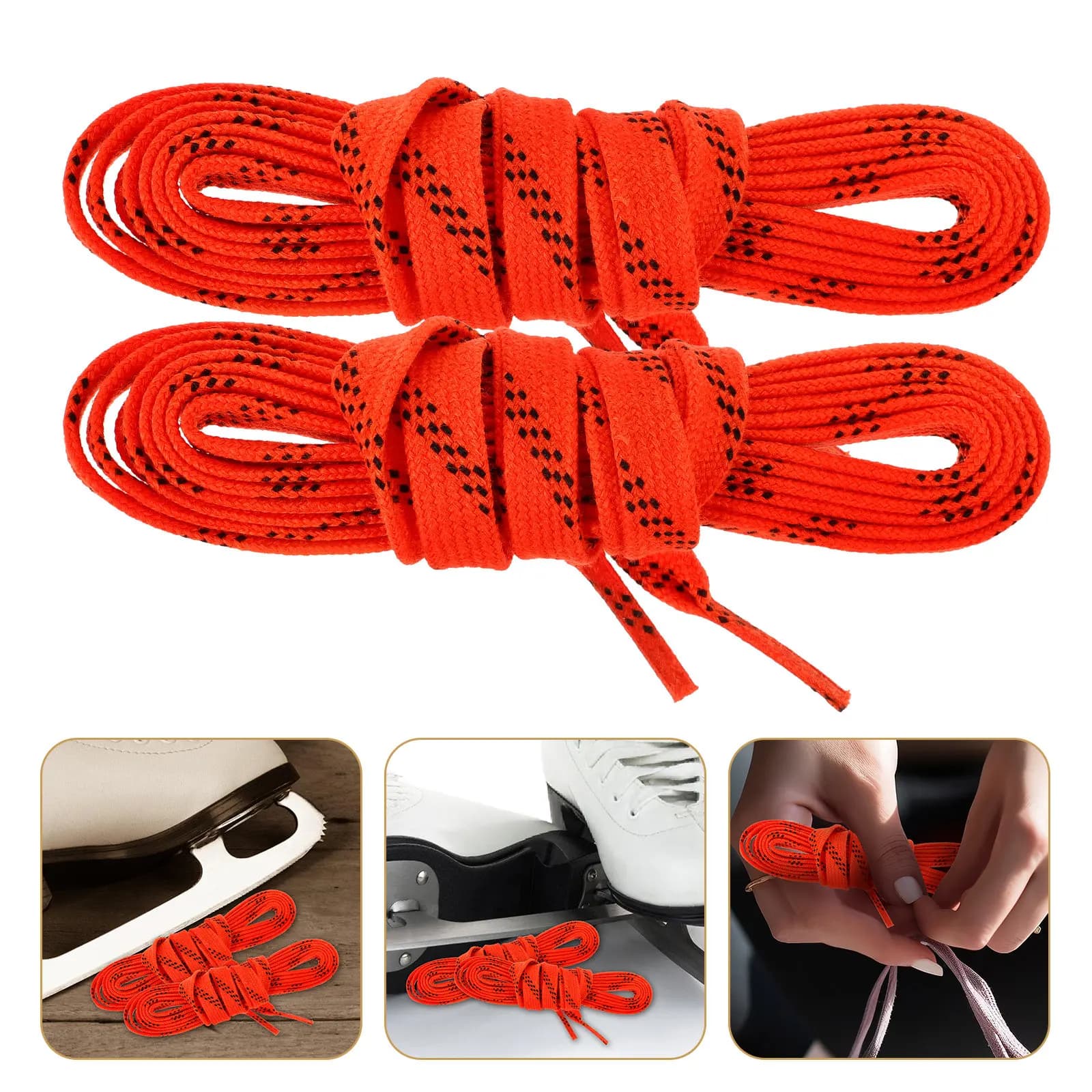 1 Paio di Lacci Piatti Cerati per Pattini da Hockey, Elastici in Poliestere Resistenti all'Usura, Lacci Lunghi per Pattini da Ghiaccio, Pattini a Rotelle e Sneakers