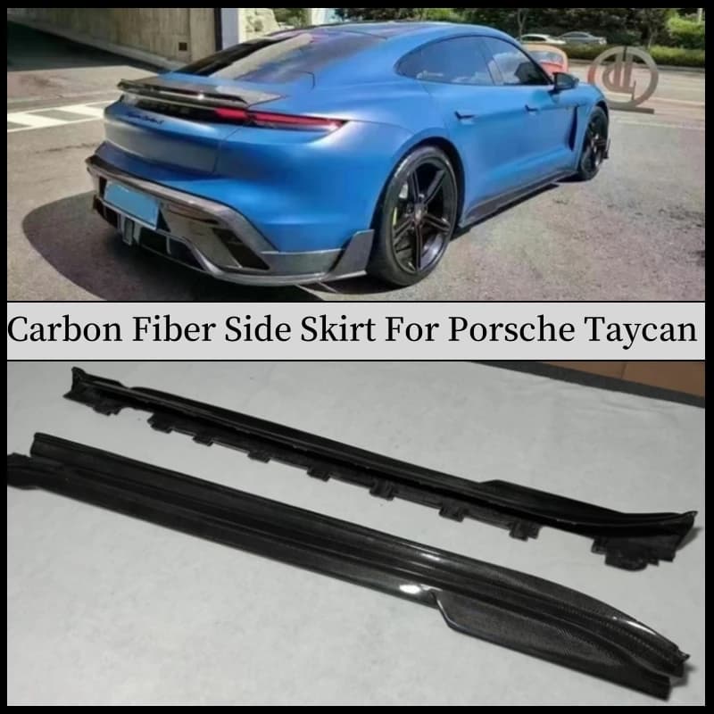 For Porsche Taycan 2019-2024 Real Carbon Fiber Body Lateral Gonna Lip Spoiler Diffuser Refits Kit Splitter MSR-Modello