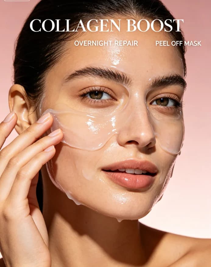 Maschera al Collagene Profondo, Maschera Peel-Off Antirughe e Lifting, Maschere per la Cura della Pelle del Viso, Bio Pack Notturno, Maschera Idratante per Donna