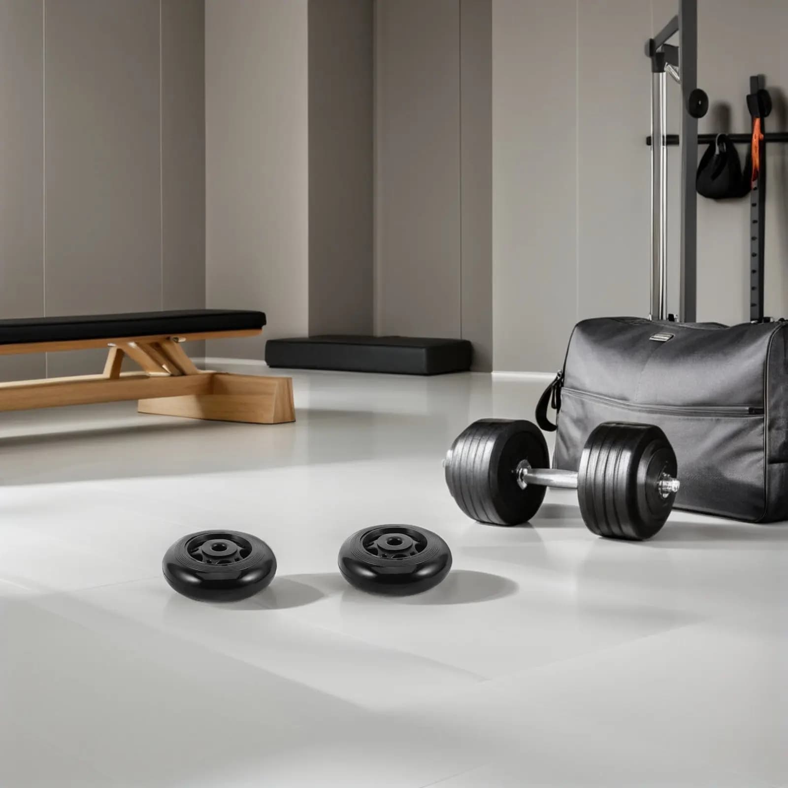 4 Ruote di Ricambio per Attrezzi Fitness, Ruote in Plastica con Foro da 8mm per Tapis Roulant e Cyclette
