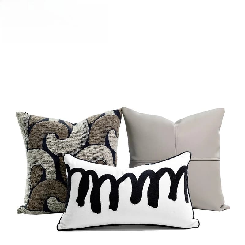 Fodera per cuscino grigia Federa per cuscino jacquard Decorazione con lettere Federa per sedia Divano Camera da letto Soggiorno Decorazioni per la casa