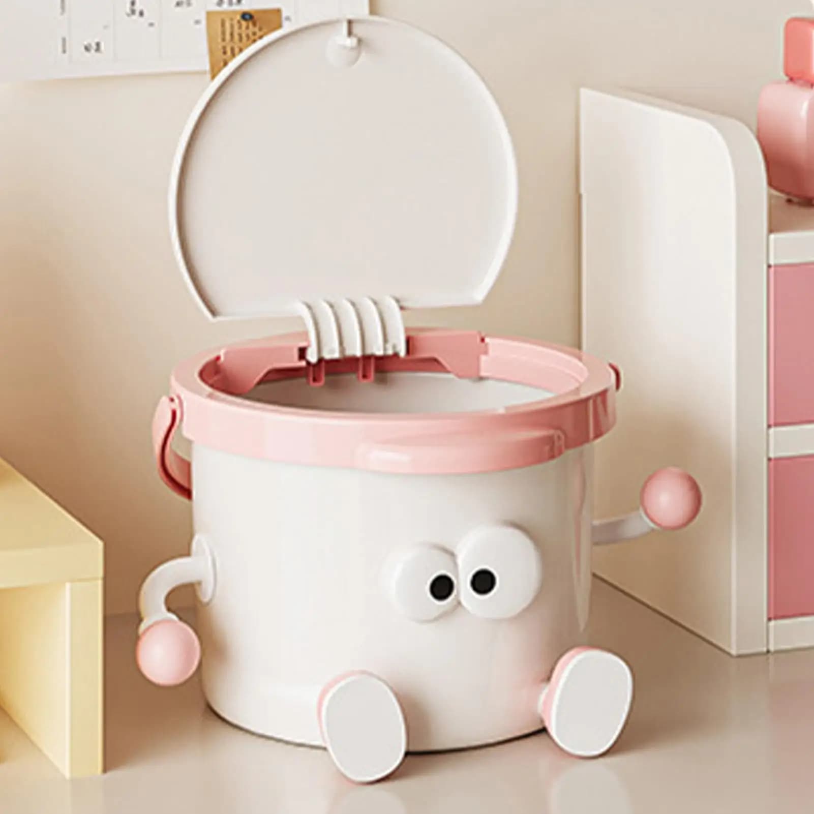 Mini Cestino per Scrivania, Contenitore per Rifiuti Carino con Portapenne e Manico, Organizzatore da Scrivania 2-in-1, Piccolo Cestino da Bancone per Ufficio