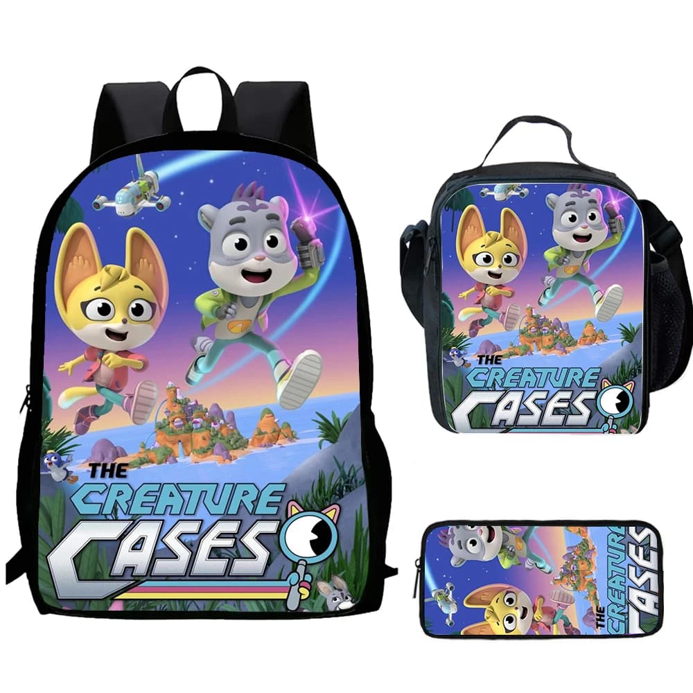 Set da 3 pezzi Gioco per bambini The C-Creature Cases Zaino scolastico con borse per il pranzo, borse per matite Borse da scuola per ragazzi e ragazze Miglior regalo