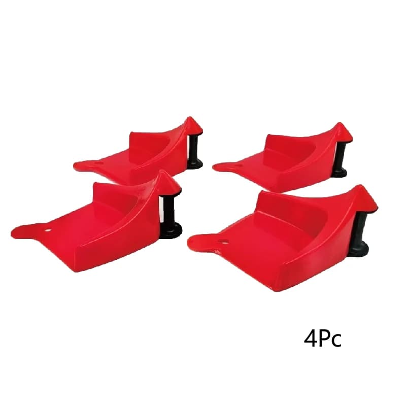 4x cuneo per pneumatici rosso e nero, tubo per lavaggio auto, strumento anti-morsetto, binario di guida per tubo flessibile, paranco per pneumatici portatile, cuneo per binario di guida per tubo flessibile automatico