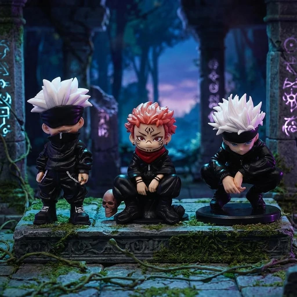 Anime Jujutsu Kaisen Figura Carino Chibi Gojo Satoru Posa accovacciata Gojo Satoru Itadori Yuji Action Figure Doll Modello Statua