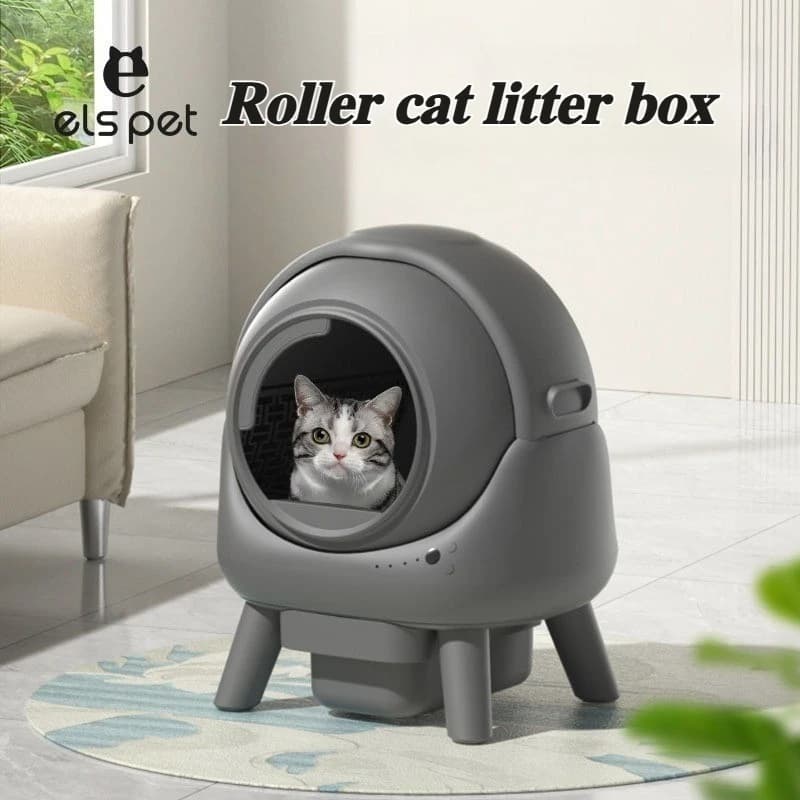 Lettiera per gatti autopulente Rullo per spazi di grandi dimensioni Sabbia per toilette automatica intelligente per gatti Rifiuti e pulizia domestici