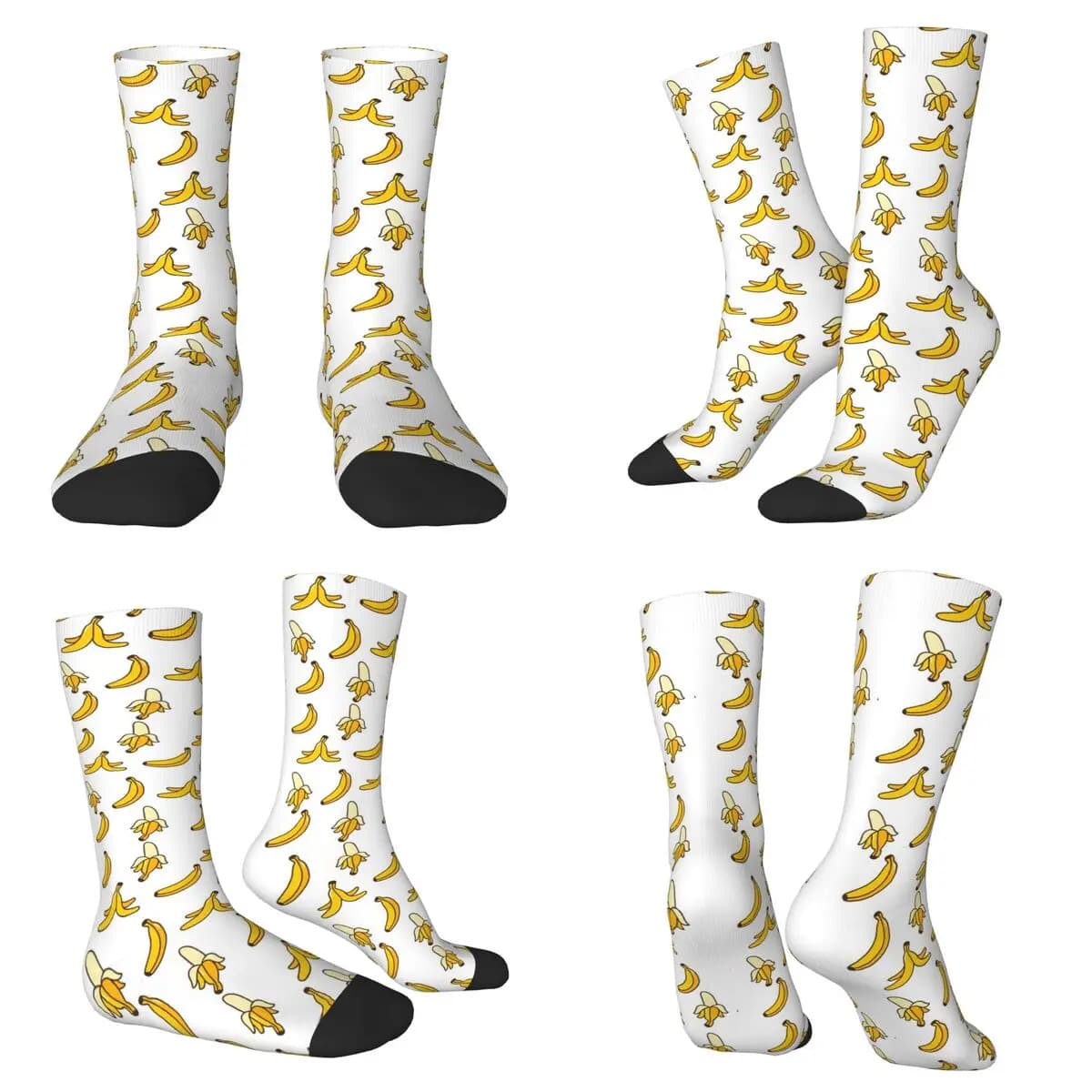 Socks with print of cartoon bananas, Harajuku socks that absorb sweat, long socks for all seasons, for man and woman, Valentine's Day gifts