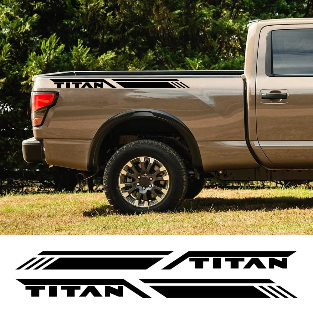 Car trunk side stickers for Nissan Titan Pro4X Pickup Truck graphic strips Style decals vinyl cover accessories for auto tuning