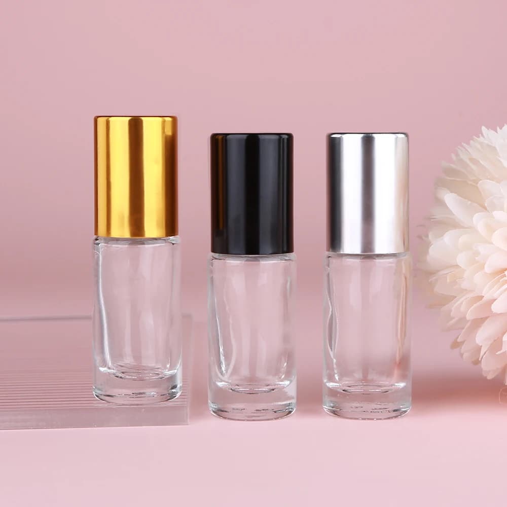 30/50 Pezzi Bottiglie di Vetro Vuote da 5ml con Applicatore Roll-On per Oli Essenziali, Ideali per Viaggi, con Sfera in Vetro/Acciaio, Portatili per Profumi
