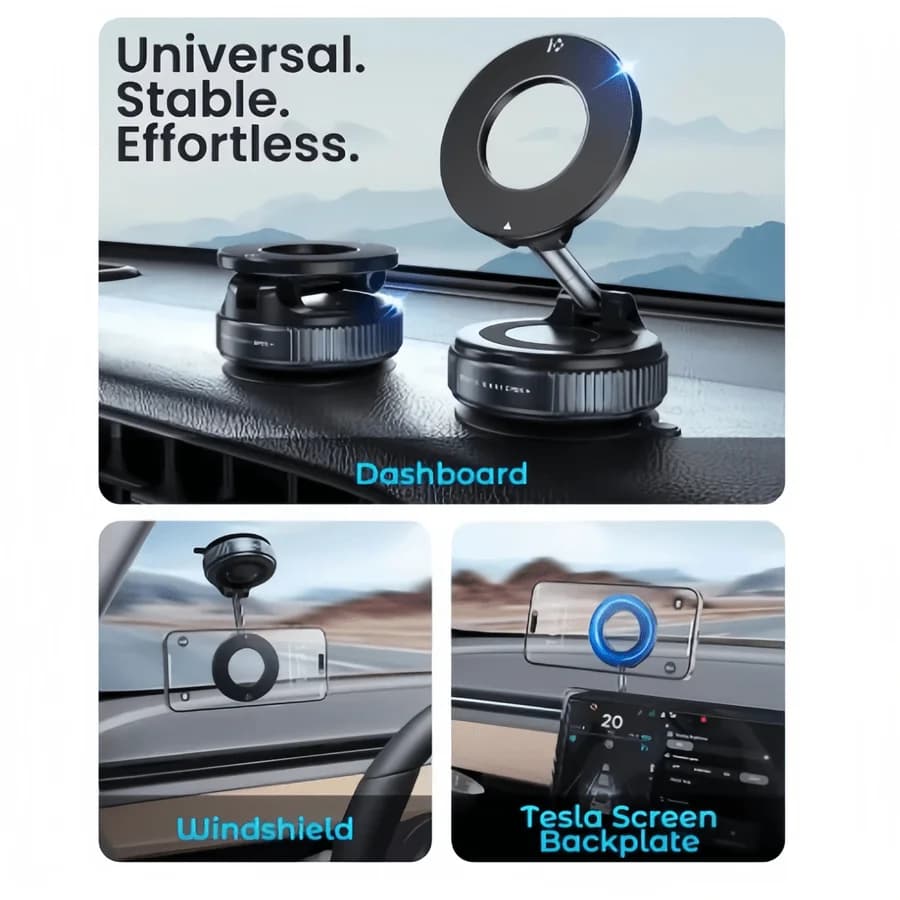 Car Phone Holder Multifunctional Foldable Vacuum Magnetic Phone Holder Suitable for Gym Bathroom Mirrors Ceramic Tiles Marble