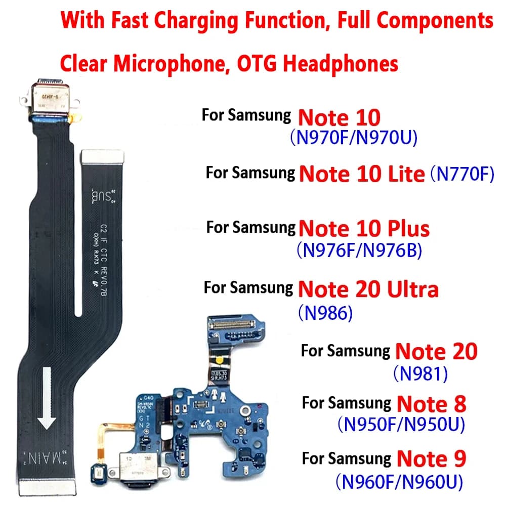 NUOVO Connettore USB per Ricarica e Microfono, Scheda Flex per Samsung Note 8 9 10 Lite Plus 20 Ultra