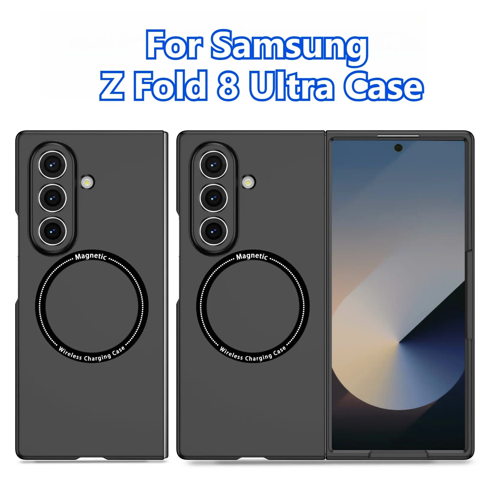 Skin Feel Slim Black PC Magnetic Case for Samsung Galaxy Z Fold 8 7 6 5 4 Wireless Charging Protection Anti Scratch Hard Cover
