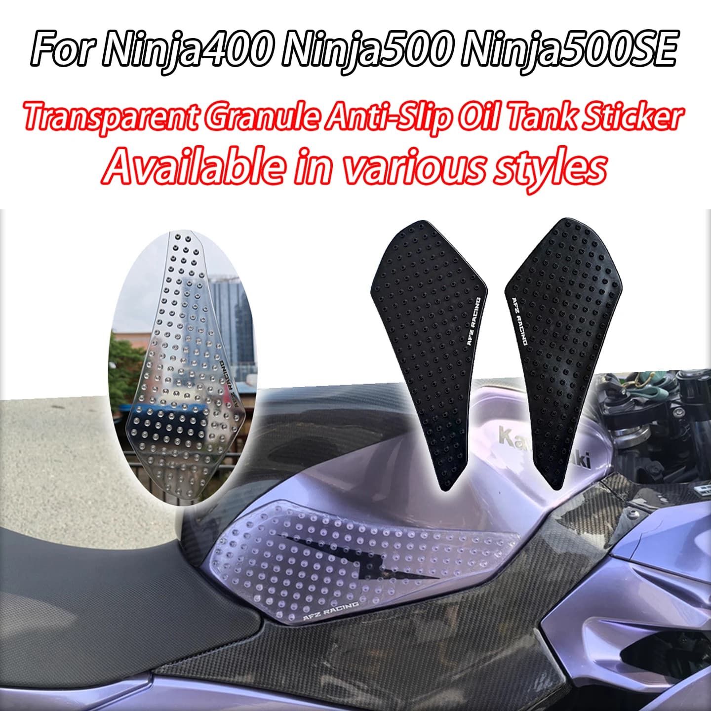 For Kawasaki Ninja 400 Ninja400 Ninja 500 Ninja 500SE Motorcycle Stickers Transparent Anti-slip Sticker Knee Pads Side Decal Pad