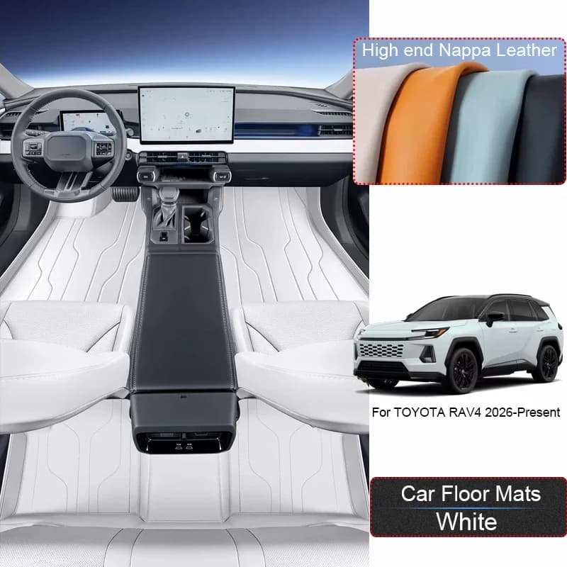 Tappetino Protettivo Antiscivolo in Pelle Nappa Personalizzato per Auto TOYOTA RAV4 2026-Oggi, Accessorio Interno di Lusso Impermeabile