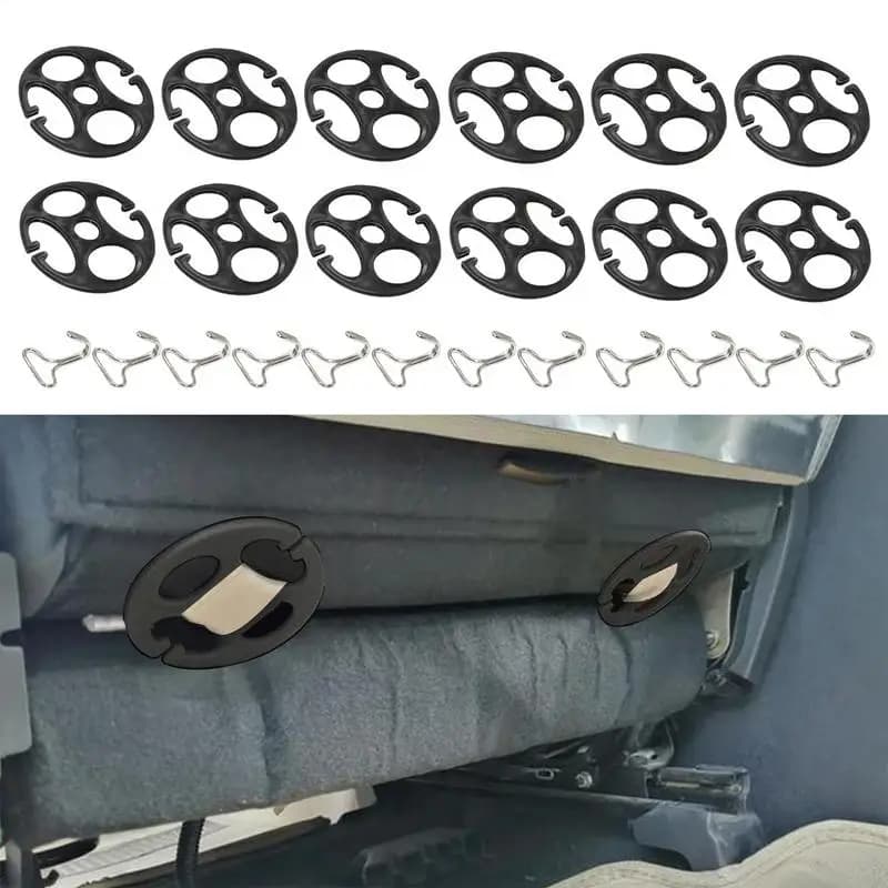 Car Seat Cover Hooks Set 12 Piece Car Spindle for plum plate + 12 Piece Metal Hooks Interior Car Seat Bearing Buckle Plastic Card Fixed Fixture