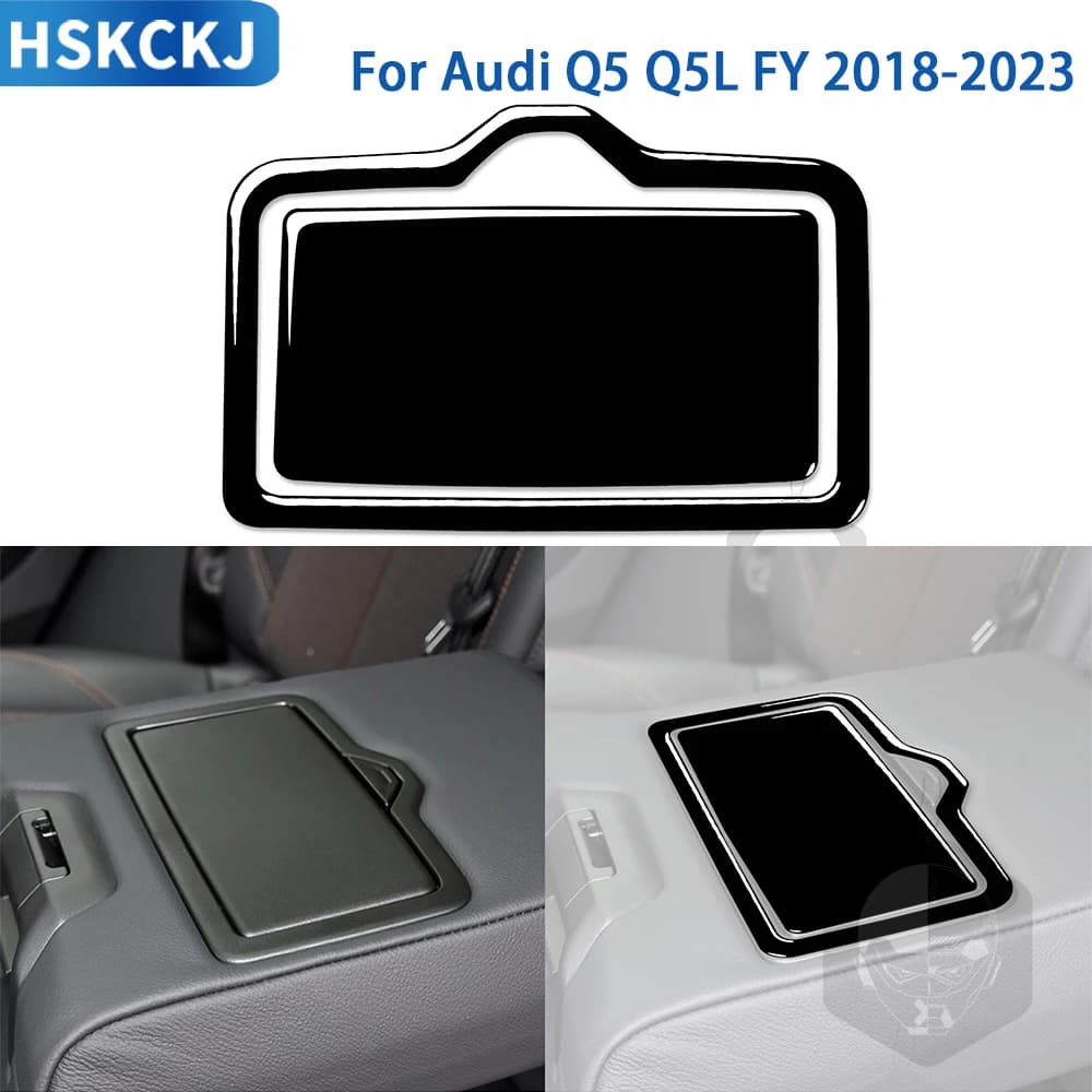 For Audi Q5 Q5L FY 2018-2023 Black Floor Interior Accessories Car Rear Water CCup Cover Panel Trim Wall decal Decoration