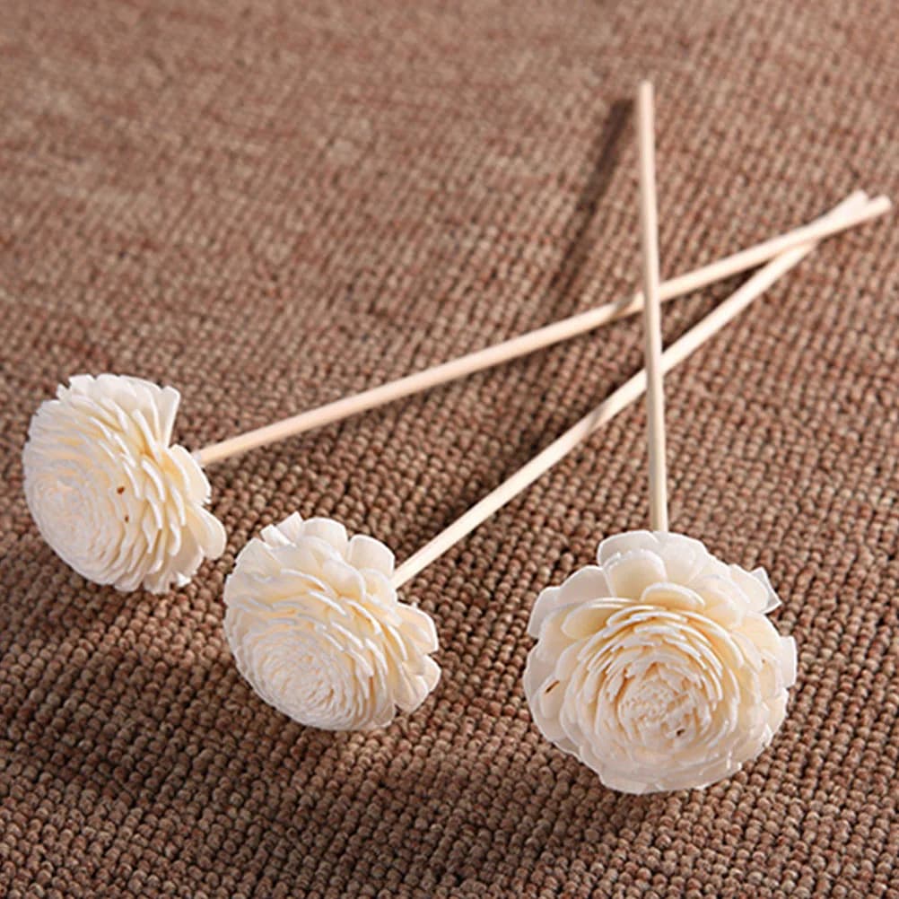 6 pieces incense sticks in rattan flowers dry aromatherapy wands handmade white diffuser