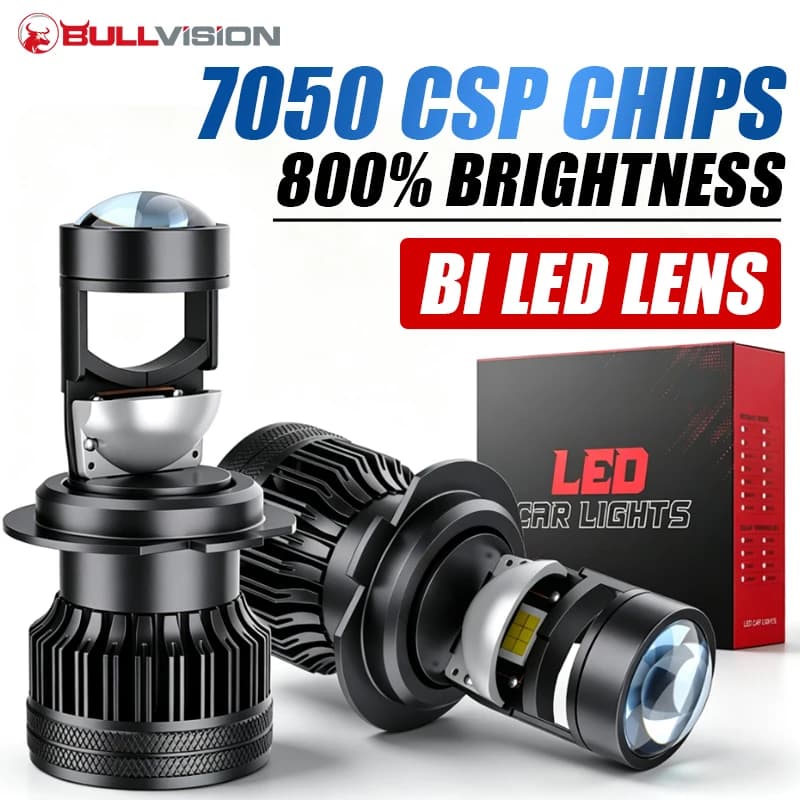 Bullvision 2Pc H7 LED Projector Mini Car Headlight Bulb H7 Turbo LED Projector Lens Headlamp LHD RHD 12V Apply to Car&Motorcycle