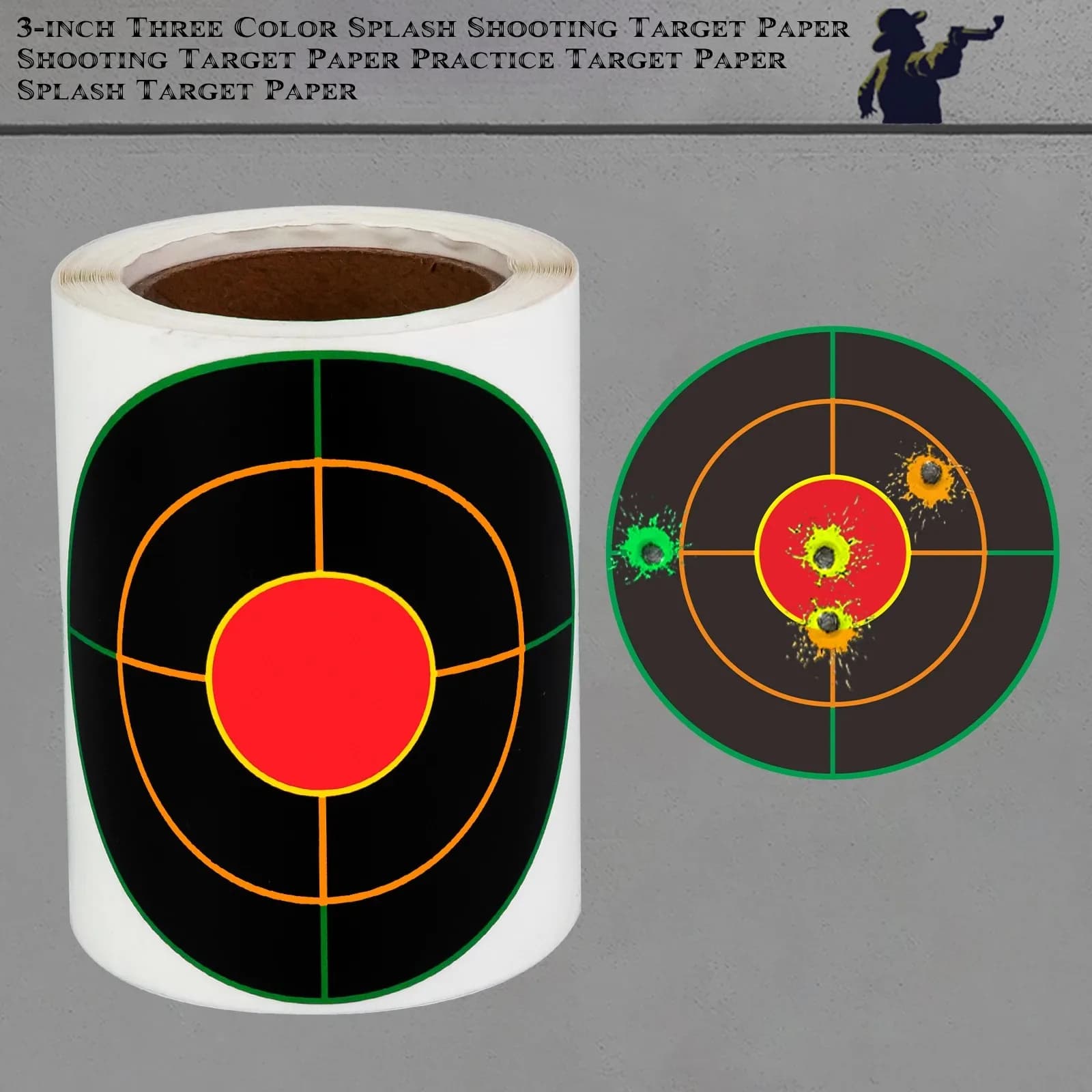 100Pcs 3inch Three-Color Splash Shooting Target Paper Shooting Target Paper Practice Target Paper Splash Target Paper Shooting T