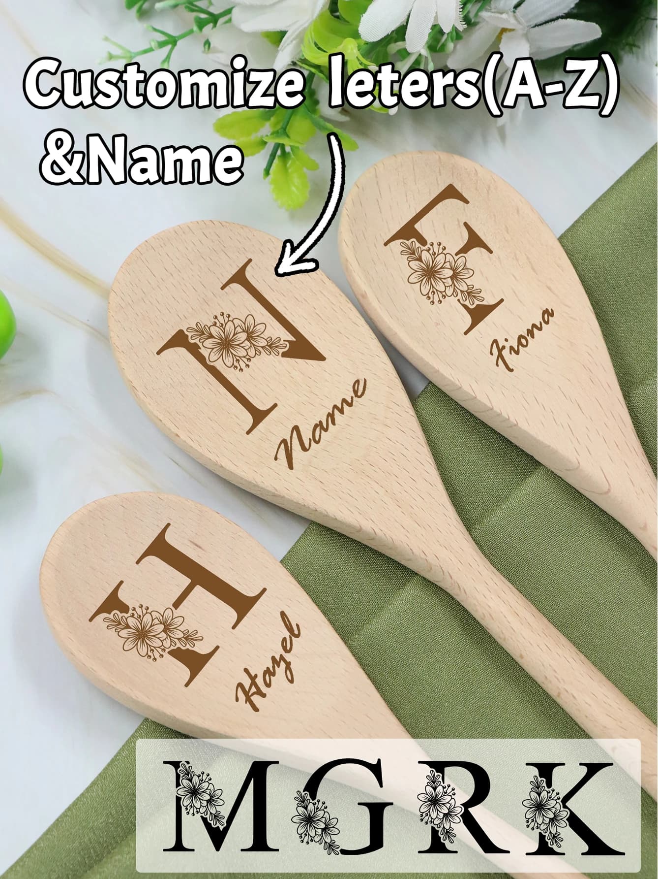 Cucchiai con Nome Personalizzato, Cucchiai in Legno Personalizzati per Cucinare, Cucchiai da Zuppa con Lettere Personalizzate, Cucchiaini Personalizzabili