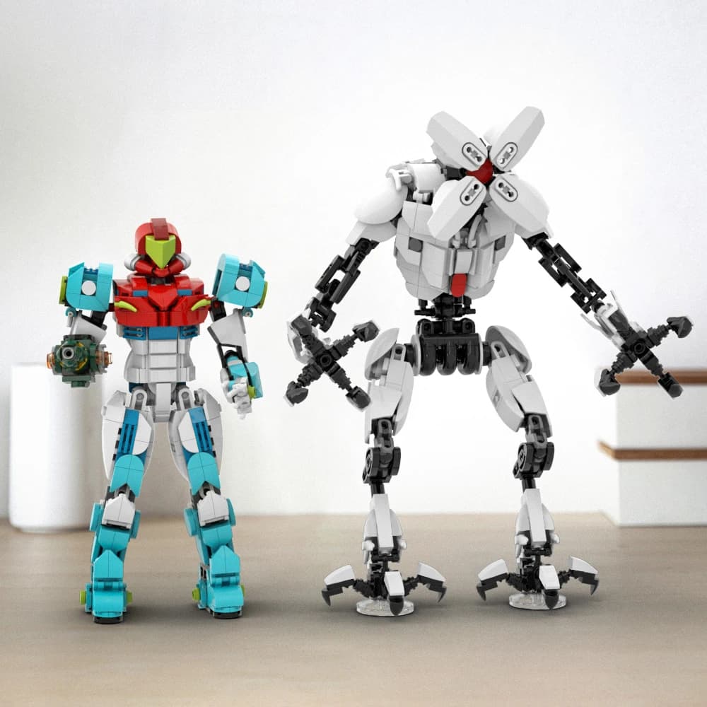 Galactic Warrior Samus MOC Building Blocks, EMMI Robot Hunter with Arm Cannon, Sci-Fi Bounty Hunter DIY for Fans