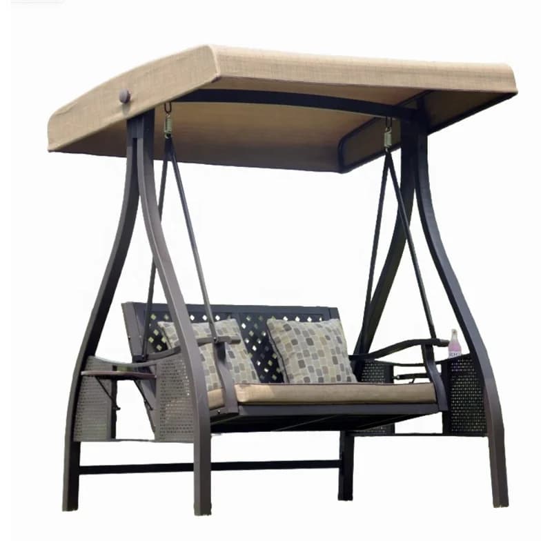Sedia a Dondolo da Esterno per Adulti a 2 Posti, Design Moderno in Metallo, Cuscino Impermeabile, per Hotel, Patio, Balcone, Colore Rosso Vino