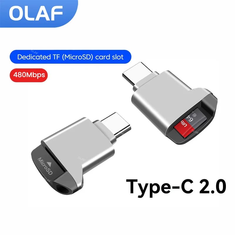 Mini Type C 2.0 High Speed Card Reader for iphone 17 16 15 Mobile Phone Laptop Universal Type C Male To TF Memory Card Reader