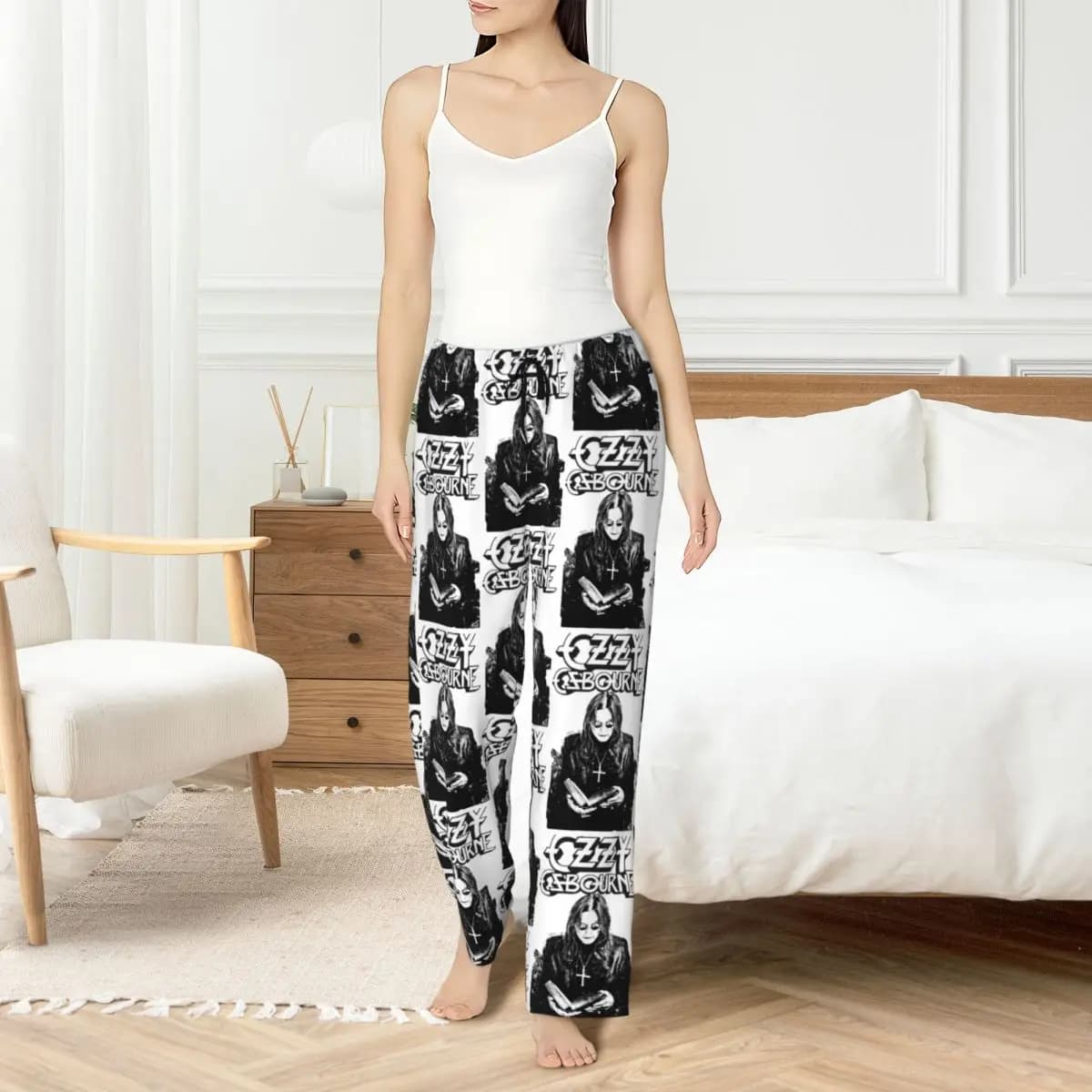 Custom Ozzy Osbourne Pants Women's Stretched Night Pants Prince Of Darkness Lounge Sleep With Pockets