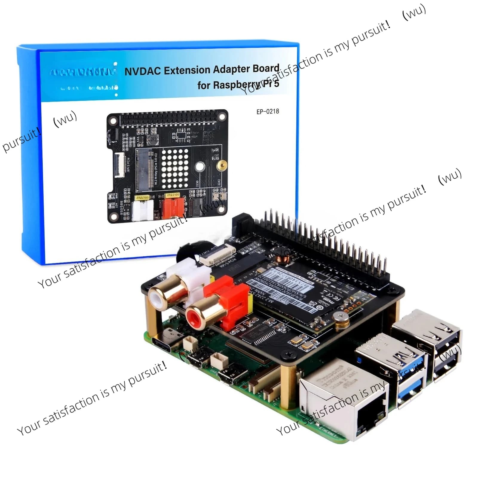 Expansion card for Raspberry Pi 5 DAC standard and SSD from PCIe to NVMe