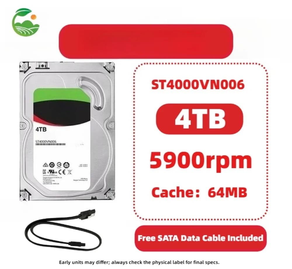 NAS 4TB CMR Enterprise-Class Hard Drive ST4000VN006 – 7×24 High Workload, Reliable Storage for Network Attached Storage