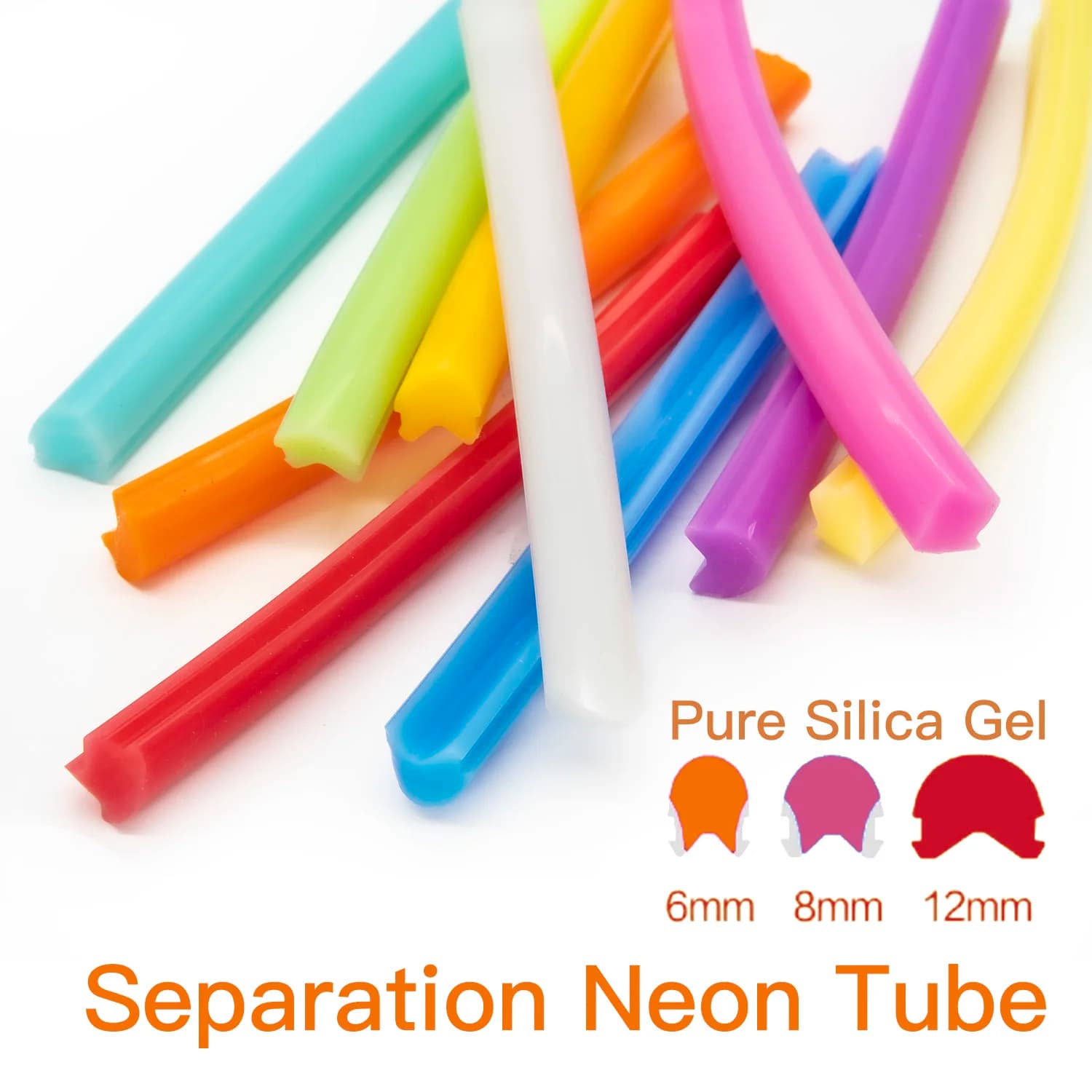 6mm 8mm12mm Striscia al neon in silicone separata Tubo flessibile in silicone flessibile a led morbido al neon separato Tubo in silicone pieghevole Impermeabile IP67 12V