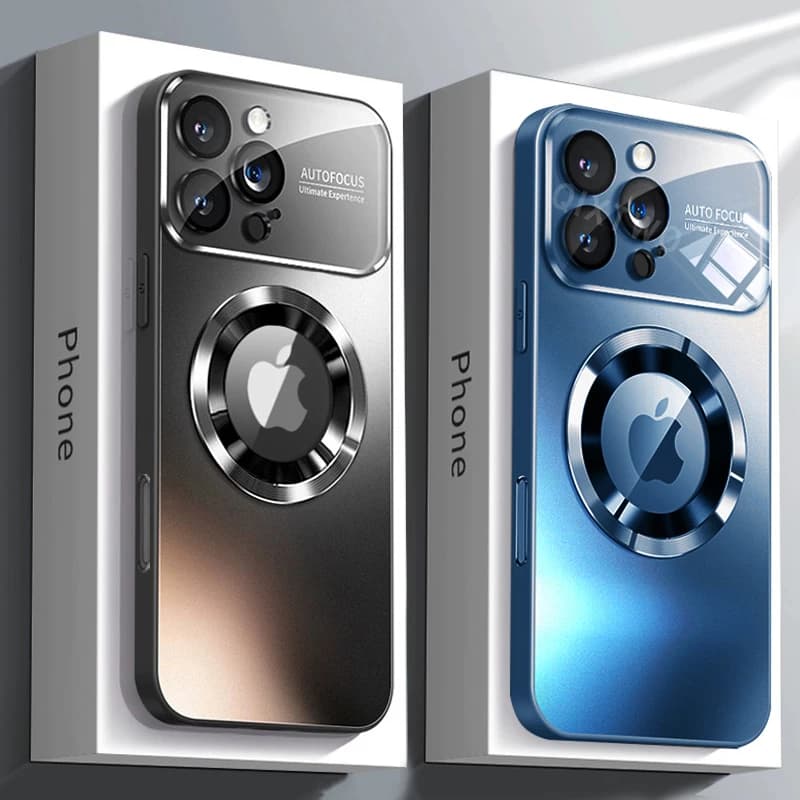 Luxury Glass Camera for Magesafe Magnetic Wireless Charging Case for iPhone 11 12 13 14 15 16 17 Pro Max Air Plus Shock Cover
