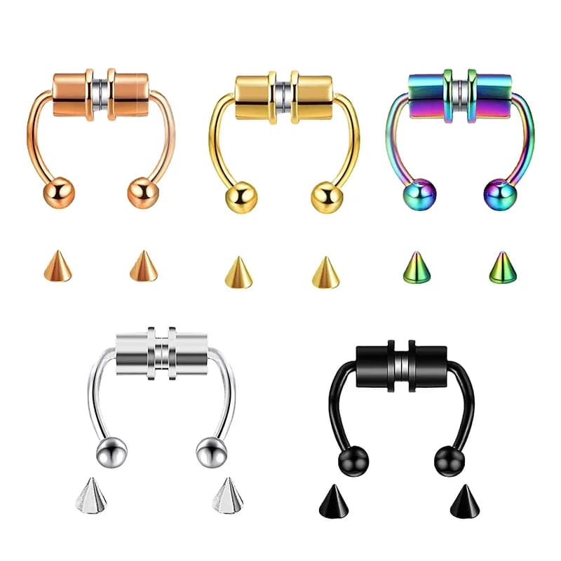 Fake piercing to the nose ring circle set not penetrating clip to the nose rock hiphoop magnet stainless steel fashion punk body women's jewelry