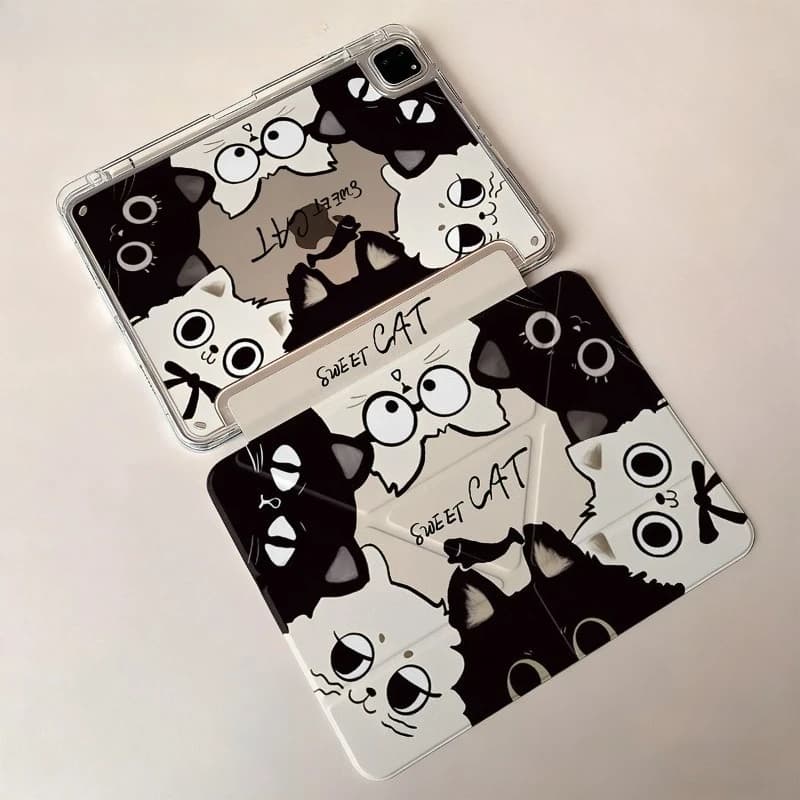 Custodia tablet gatto nero/bianco per Samsung S9 FE S7/S8 Plus 12.4 pollici Cover antiurto per Tab A11 Plus A9 8.7 pollici S10 S6 Lite 10.4 Custodia