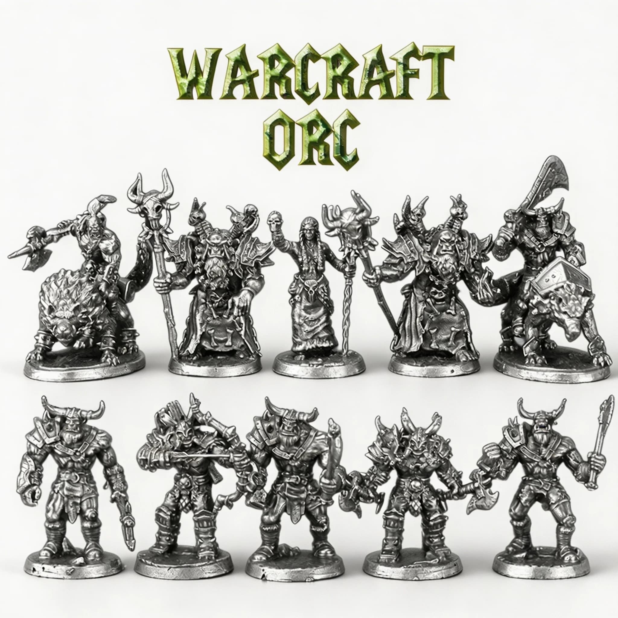 Bronze Orc Tribe Warrior Chess Set Fantasy Wolf Rider Miniature Tabletop Game Sculpture Home Decoration Gift