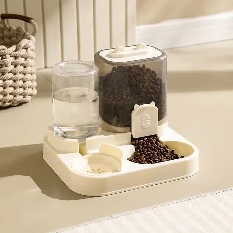 Automatic Large Capacity Dry Wet Separation Integrated Cat Dog Feeder Plastic Pet Bowl Food Water Dispenser