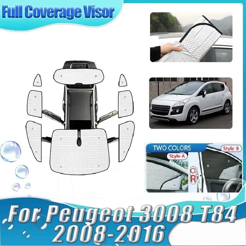 Peugeot 3008 T84 Accessories MK1 2008-2016, Complete Windscreen protection, Anti-UV visors, Auto Accessories