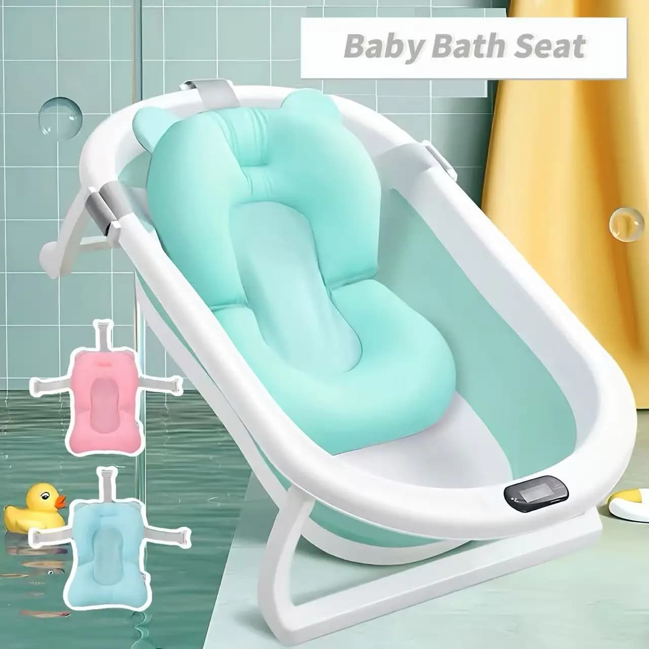 1 pezzo, cuscino da bagno per neonati in tinta unita, materiale in poliestere morbido e traspirante, fibbia regolabile, design ergonomico, libera le mani dei genitori, un must per il bagnetto dei neonati a casa