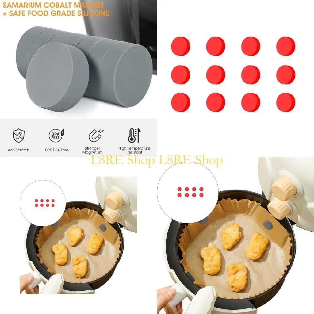 L8RE 12 pezzi friggitrici fibbie magnetiche in silicone per bloccare saldamente carta e garantire cottura