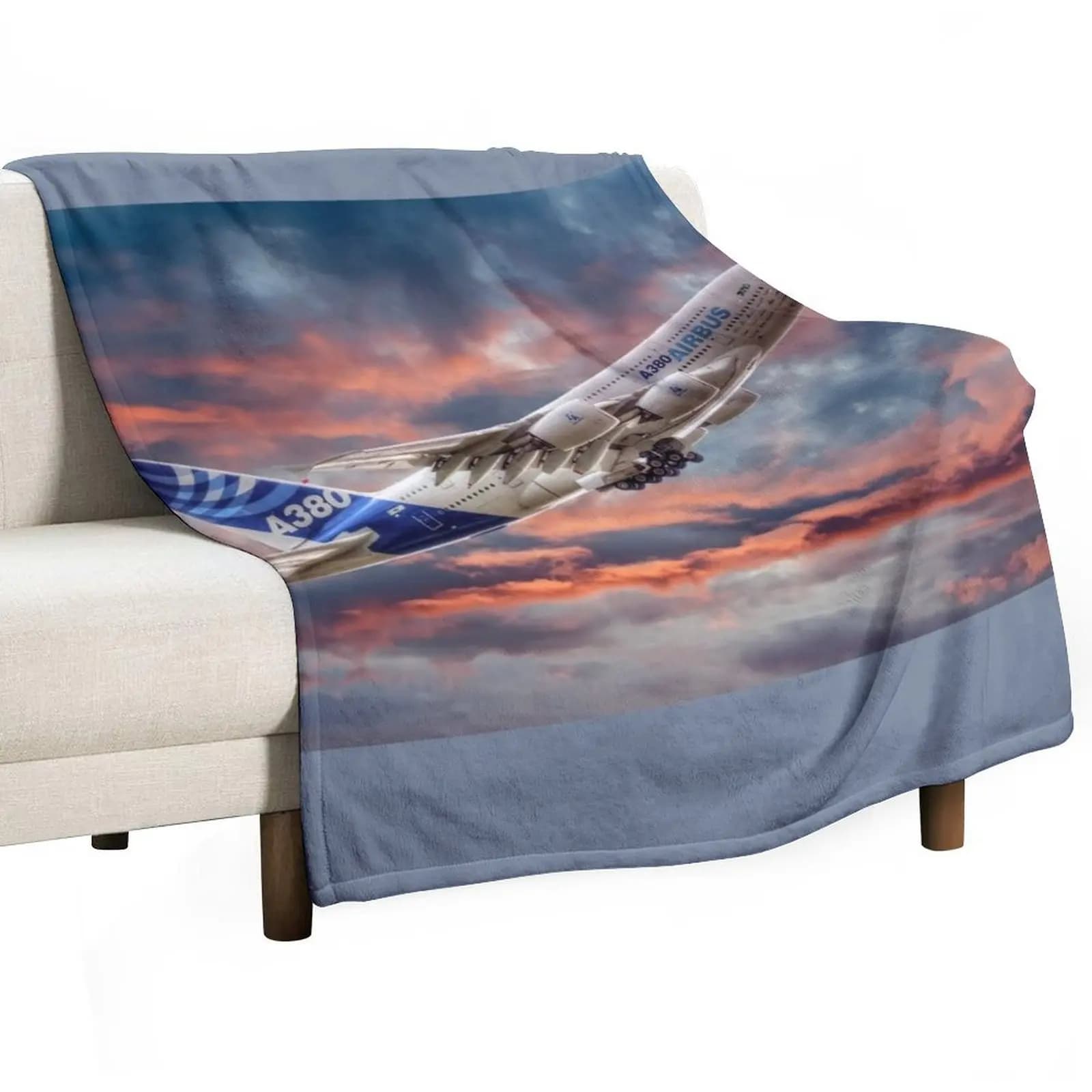 Airbus A380 - Sunset Throw Blanket Personalized Gift christmas decoration Plush Nap Sleeping Bag Hair Blankets